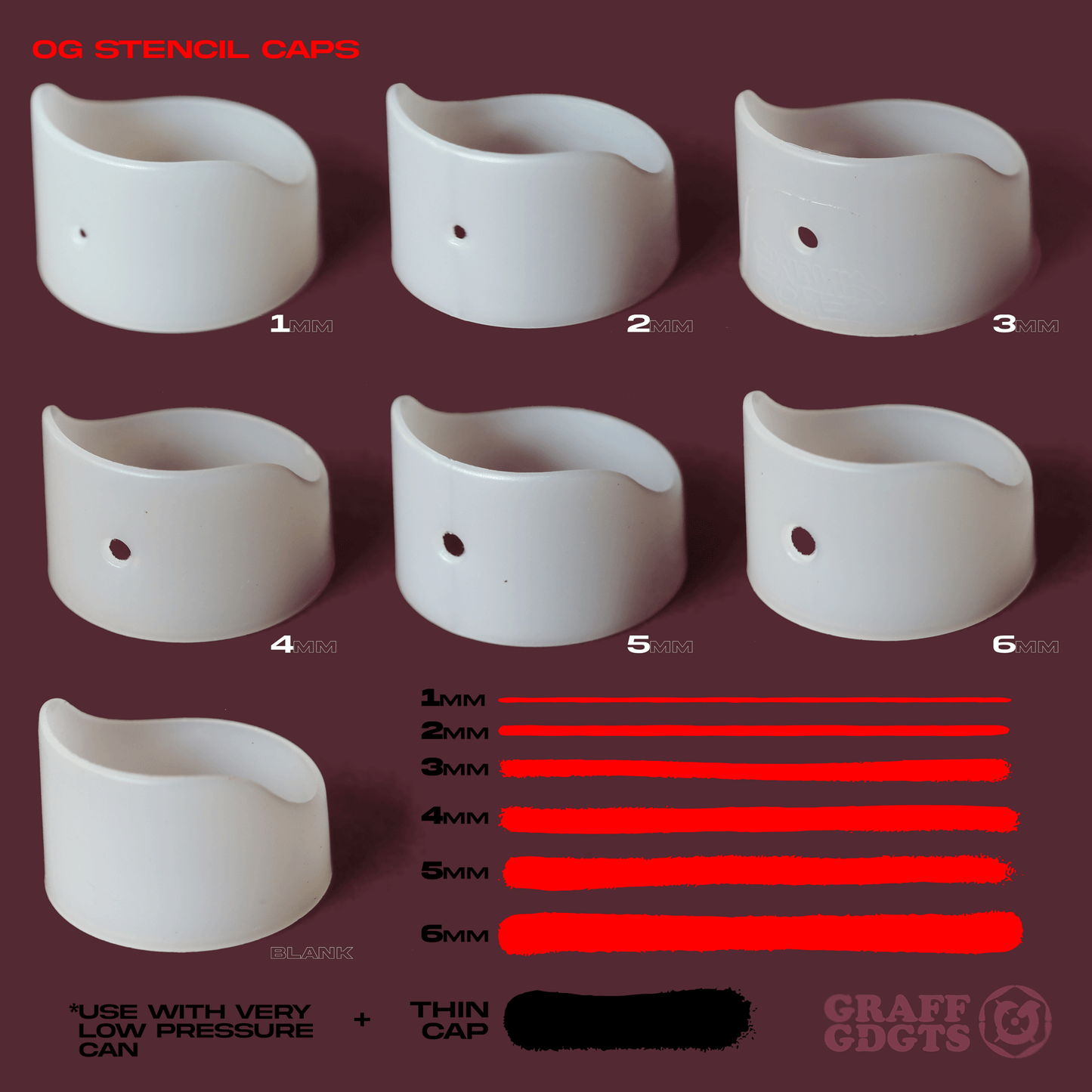 OG Stencil Cap – Precision Spray Adapter (1 mm – 6 mm, Blank)