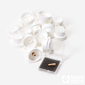 Bundle: "FLOW+CTRL" Brass Stem + Super Thin German Female Caps (35pcs)